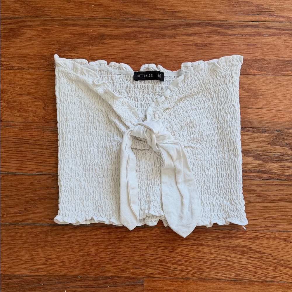 Cotton On Cream Tie-Front Crop Top